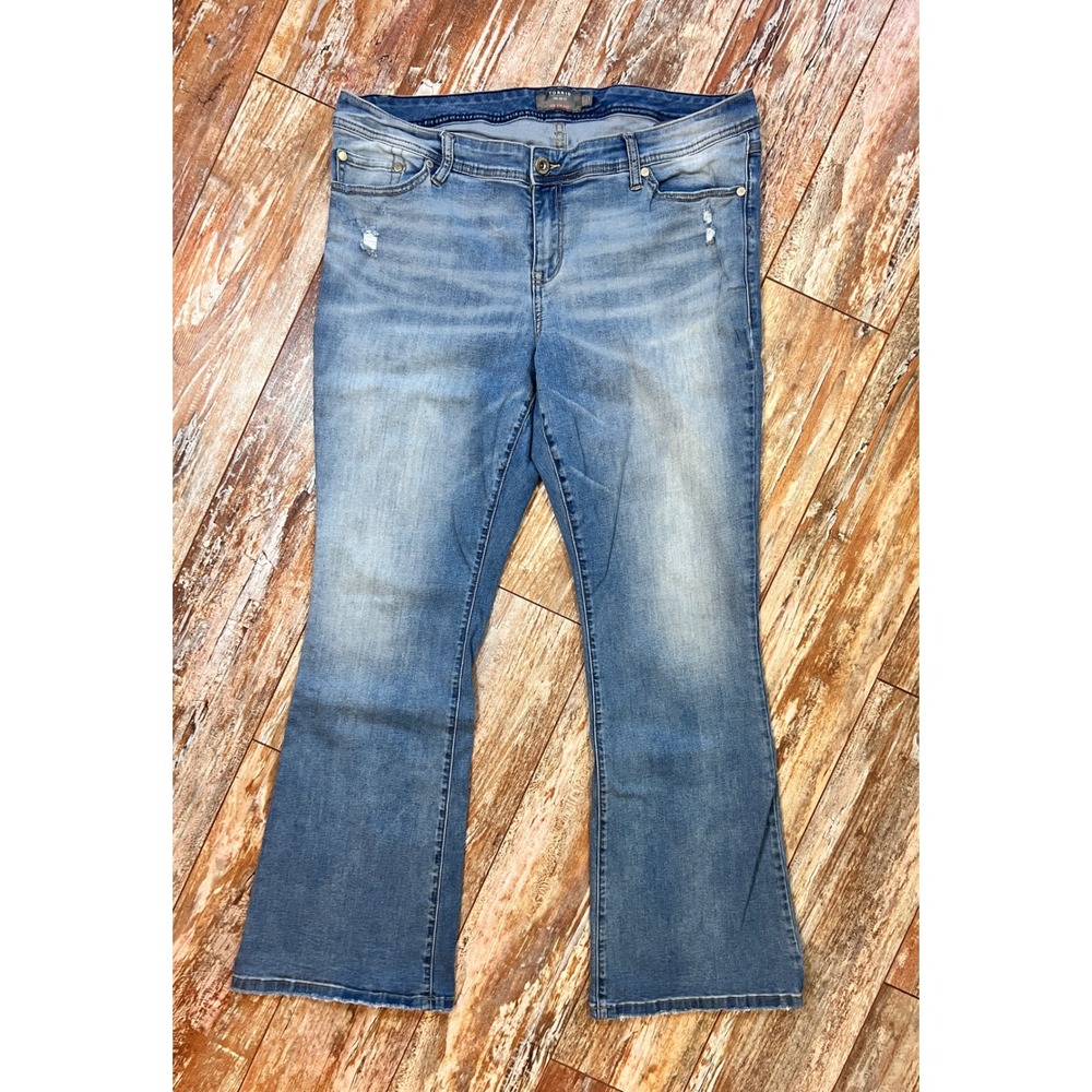 Torrid Luxe Slim Boot Jeans Size 18R Medium Wash Distressed Stretch Denim